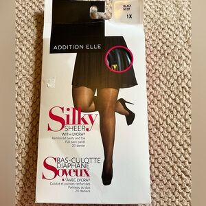 👍 Free with Purchase OR 2/$15 ADDITION ELLE silky sheer black tights, size 1X